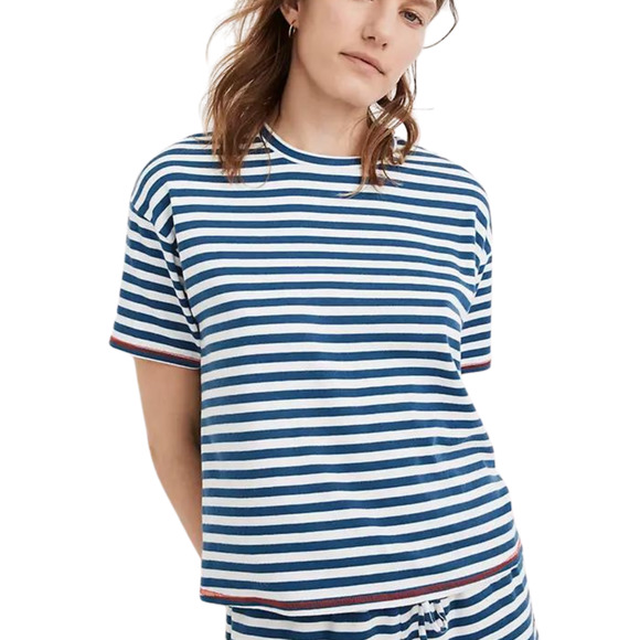 Madewell Other - Madewell MWL Breeze Crewneck Boxy Tee in Stripe Blue & White Small (S) NEW
